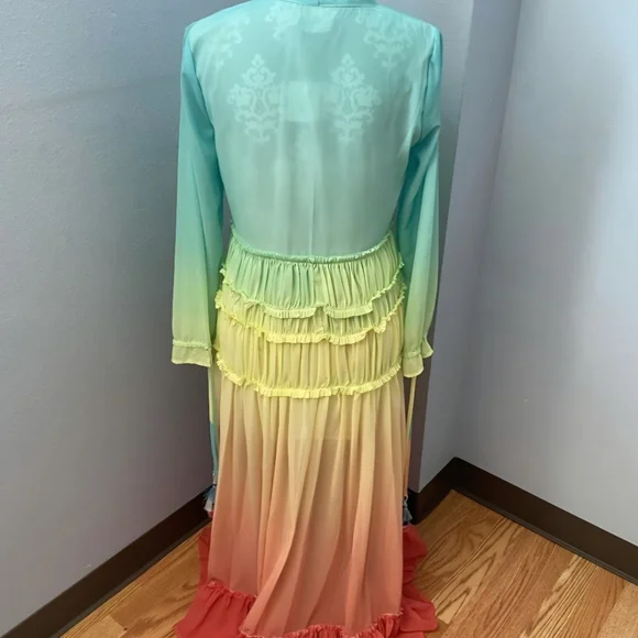 Linjia Shop Elegant Ombre Button Down Maxi Dress In Women's Med. NWT - Picture 3 of 5